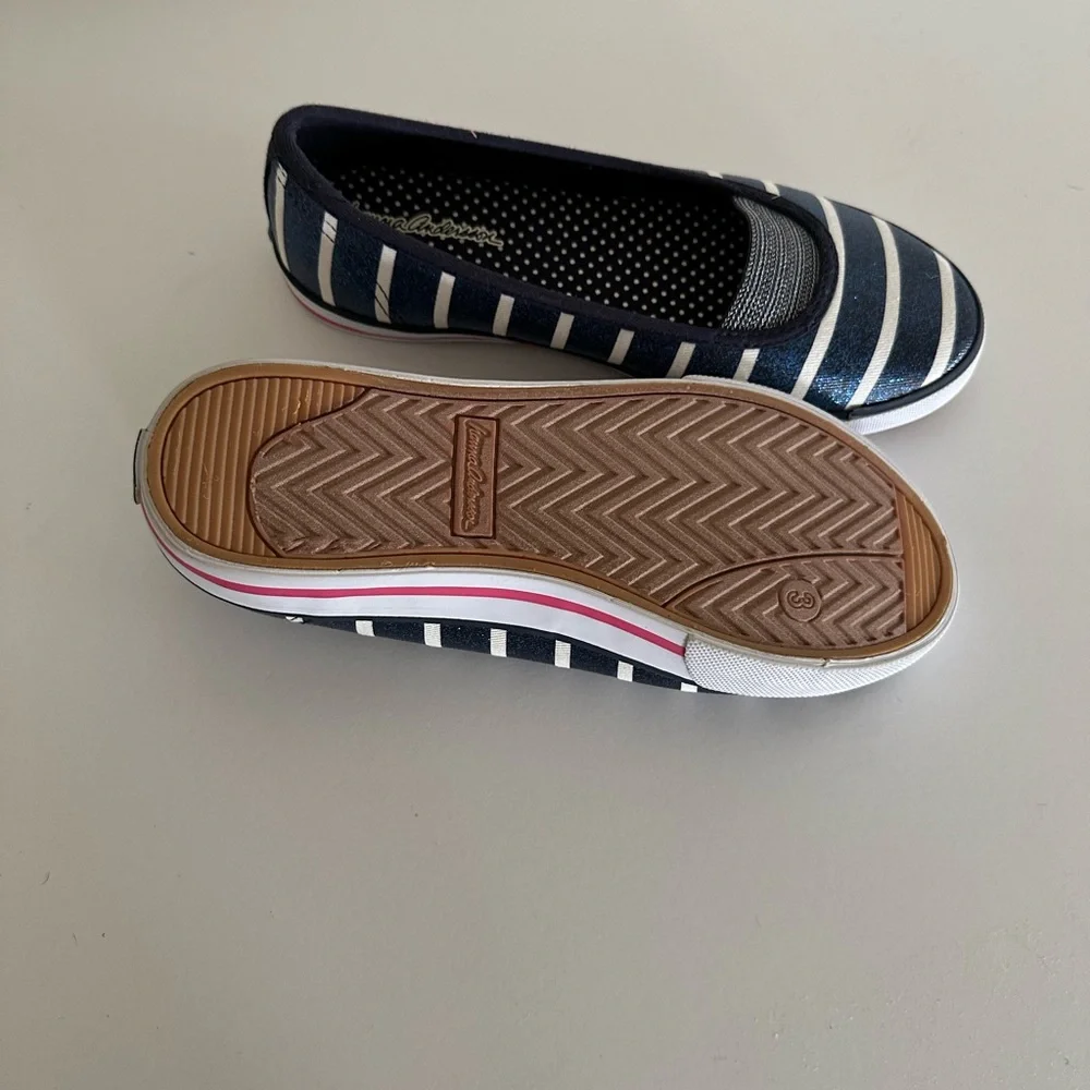 Hanna Andersson Mimmi Sneaker Navy Stripe Slip On Flats‎ Size 3
